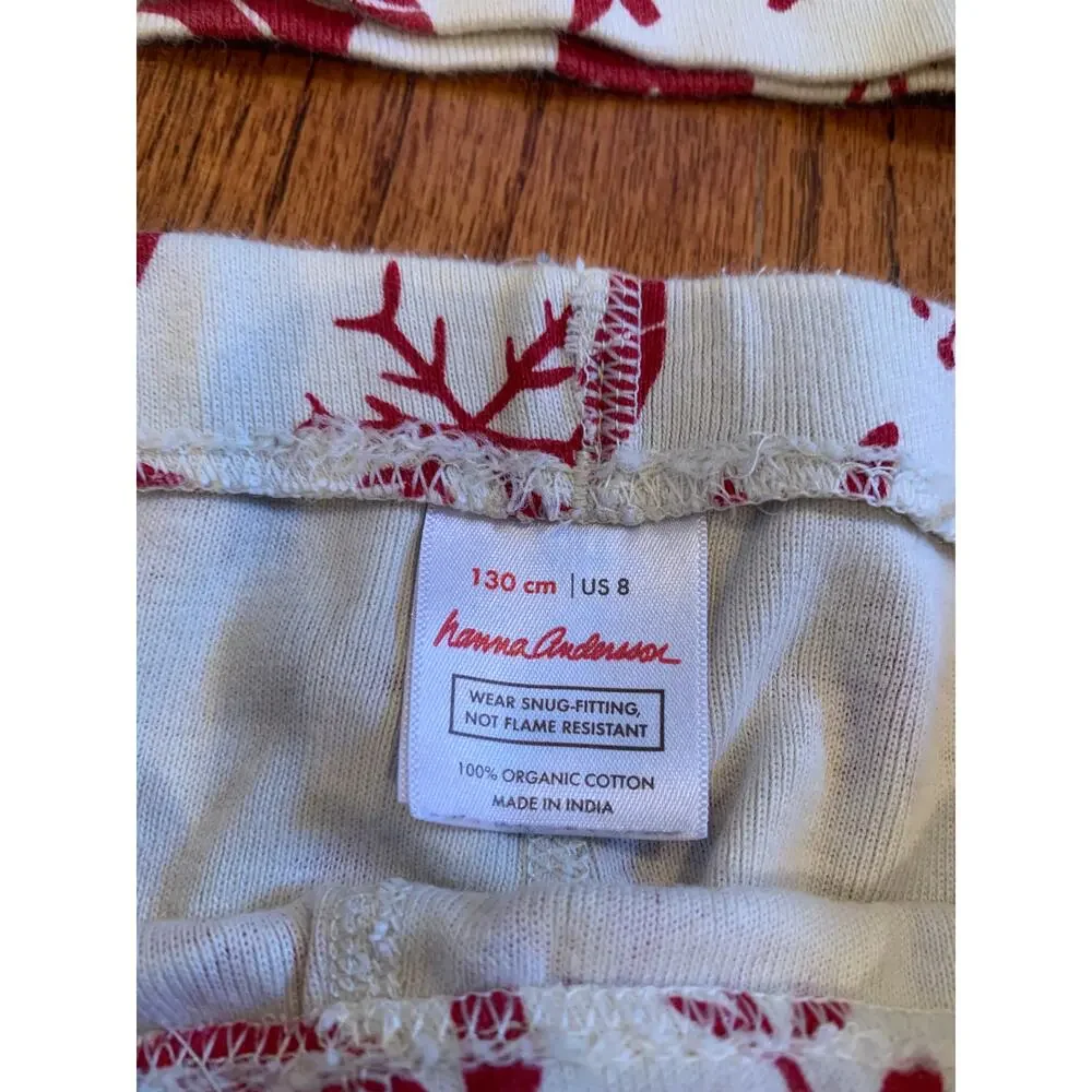 Hanna Andersson Scandi Cane Long John Holiday Cotton Pajama Set | Size 8